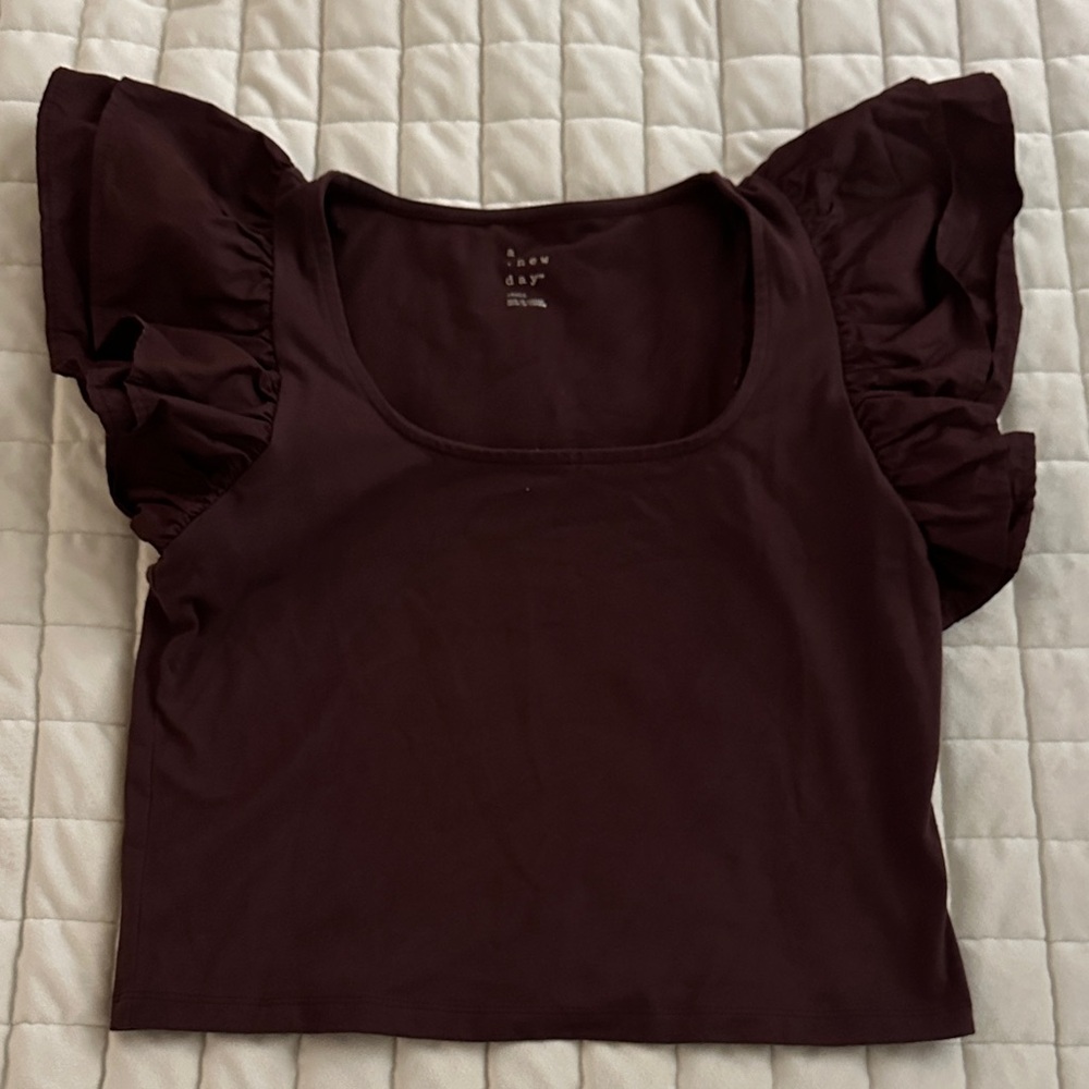 a new day Burgundy Crop Top